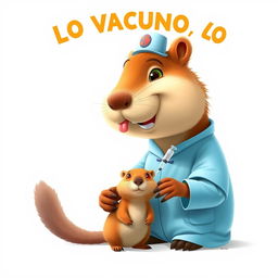 A vibrant Disney Pixar-style poster featuring a cheerful, anthropomorphic capybara dressed as a nurse