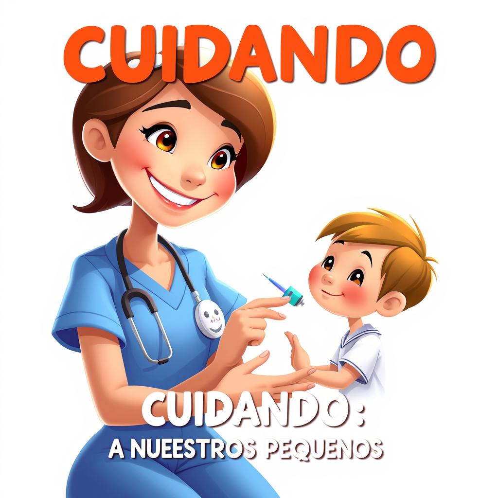 A colorful Disney Pixar-style poster featuring a friendly nurse administering an injection with a syringe to a small school-aged character