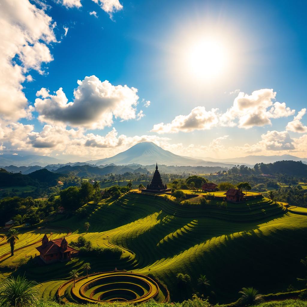 A stunning landscape of Yogyakarta showcasing its natural beauty and cultural heritage