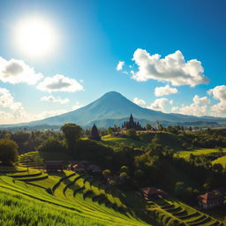 A stunning landscape of Yogyakarta showcasing its natural beauty and cultural heritage