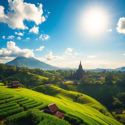 A stunning landscape of Yogyakarta showcasing its natural beauty and cultural heritage