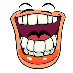 A cartoon-style depiction of a large mouth laughing uproariously, showcasing an exaggerated expression of joy and humor