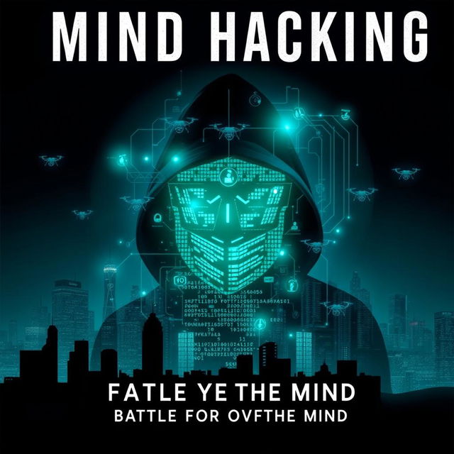 A captivating book cover design that embodies the themes of electronic warfare and mind hacking