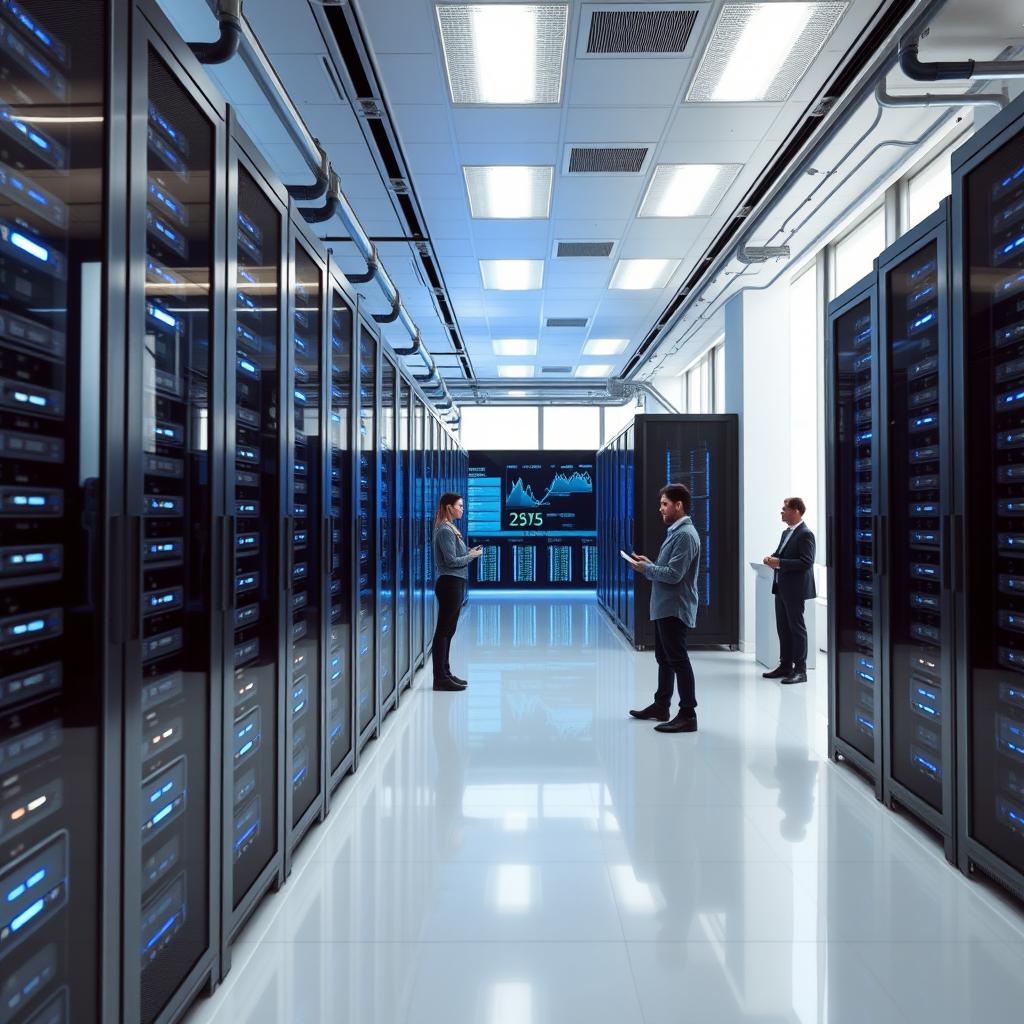 A modern, cutting-edge data center featuring modular design elements