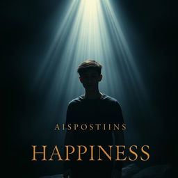 A dark book cover featuring an ethereal quest for happiness