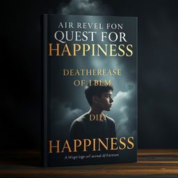 A dark book cover featuring an ethereal quest for happiness