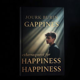 A dark book cover featuring an ethereal quest for happiness