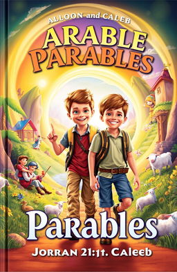 The cover features two adventurous young boys named Jordan and Caleb, stepping through a glowing, swirling portal into a vibrant, fantastical world filled with colorful landscapes and whimsical elements