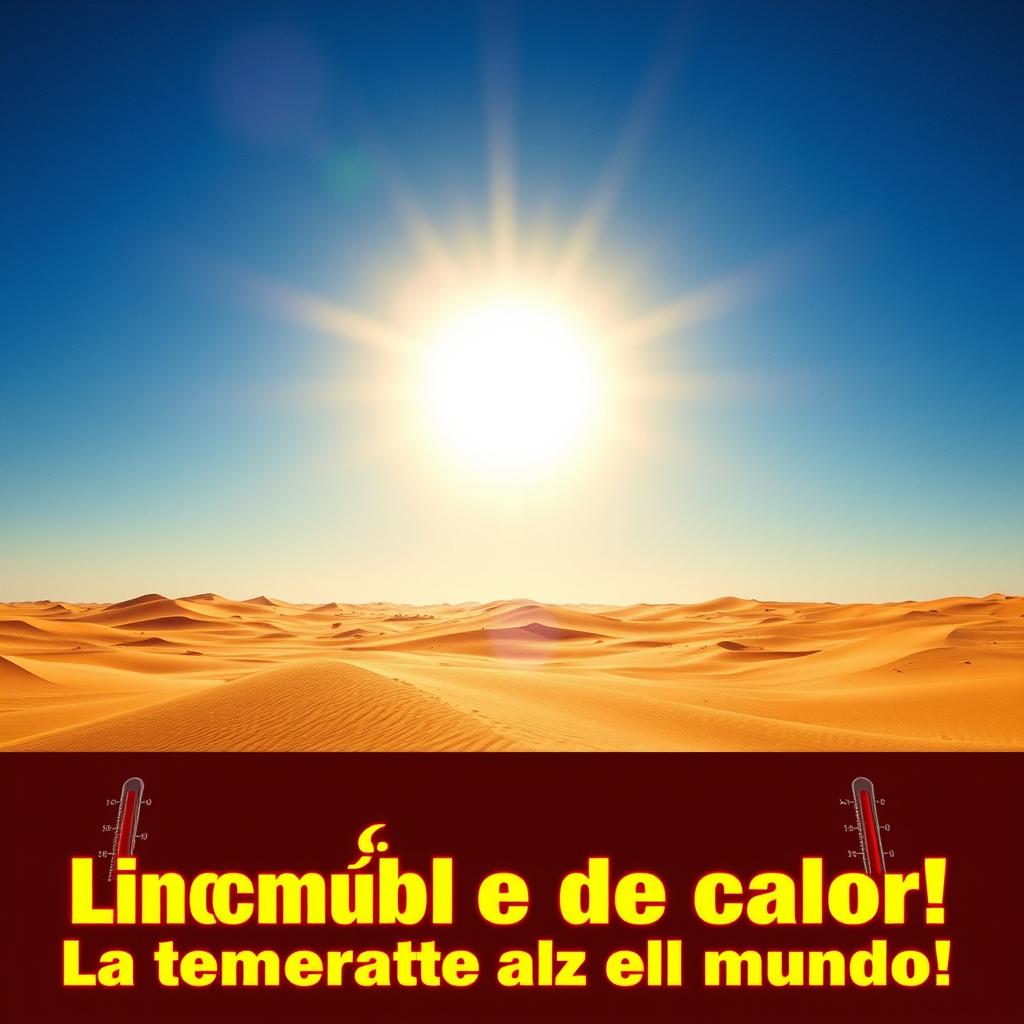 A striking YouTube thumbnail depicting an arid desert scene with bright sand dunes under an intense, blazing sun positioned prominently in the center