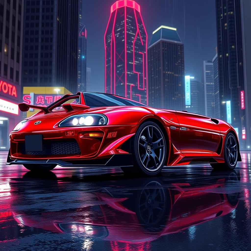 A stunning illustration of a Toyota Supra MK4, showcasing its sleek design and powerful stance