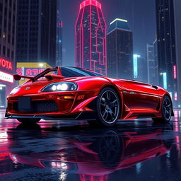 A stunning illustration of a Toyota Supra MK4, showcasing its sleek design and powerful stance