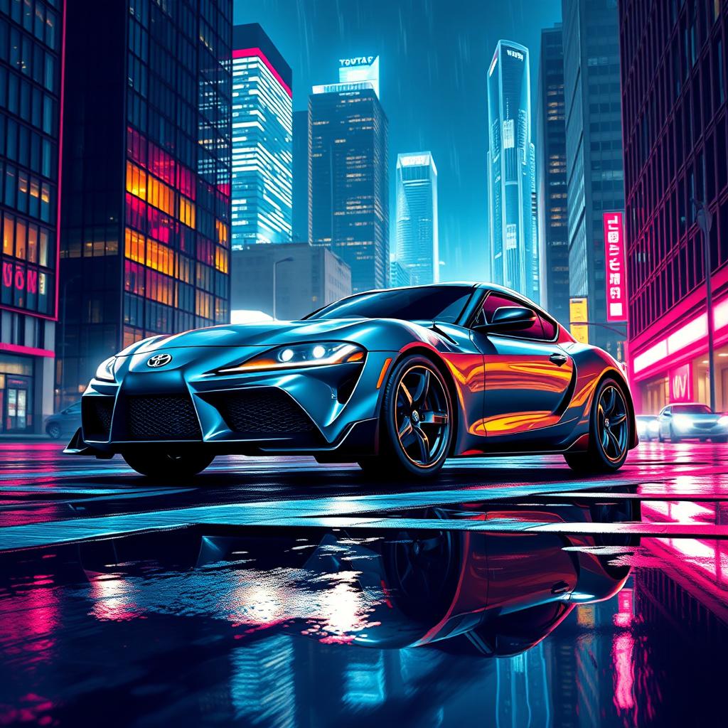 A stunning illustration of a Toyota Supra MK4, showcasing its sleek design and powerful stance