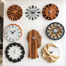 Interesting, unique, and exclusive wall clocks crafted from wood, metal, stone, glass, gypsum, and sand