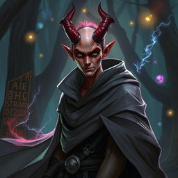 A striking Dungeons and Dragons scene featuring a warlock tiefling character