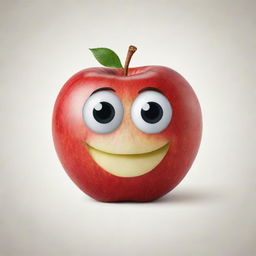 A lively, smiling apple with big round eyes and a distinct thick outline.