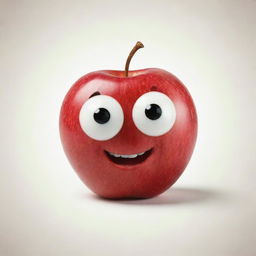 A lively, smiling apple with big round eyes and a distinct thick outline.