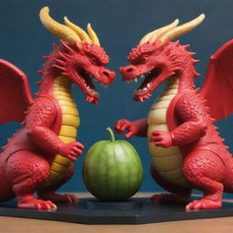 An epic showdown between a stately Buddha figure and a fierce dragon, inspired by the game 'Blox Fruit'.