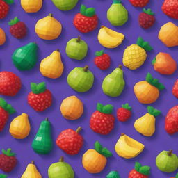 Showcase various Blox Fruits from the game, each with a unique look, vibrant colors, and detailed textures.