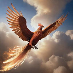 A mystical quill, gracefully transmuting mid-flight into a resplendent phoenix, ascending towards the heavens.