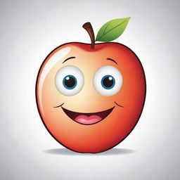 A charming and colorful cartoon image of a smiling apple with big round eyes, designed for coloring with thick lines, appealing for kids aged 2-8.