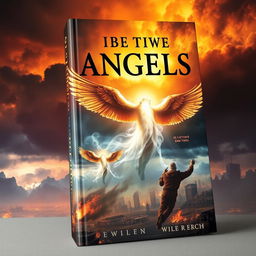 A captivating book cover featuring a dramatic apocalyptic scene with angels soaring through the skies