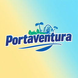 A logo design for 'Portaventura', inspired by the style of Universal Studios Resort, featuring bold typography with a dynamic look, integrating elements of fun and adventure