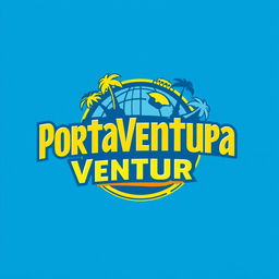 A logo design for 'Portaventura', inspired by the style of Universal Studios Resort, featuring bold typography with a dynamic look, integrating elements of fun and adventure