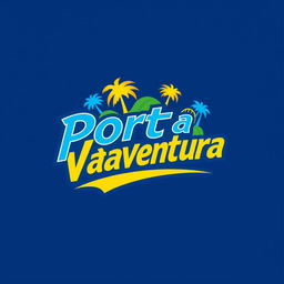 A logo design for 'Portaventura', inspired by the style of Universal Studios Resort, featuring bold typography with a dynamic look, integrating elements of fun and adventure