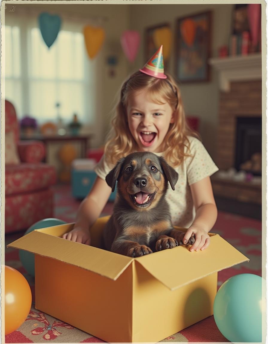 A candid polaroid picture capturing a nostalgic 90s American birthday party scene