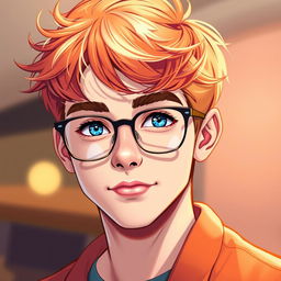 A semi-realistic illustration of a 22-year-old strawberry blonde young man