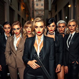 A powerful depiction of a group of transgender women embodying a mafia theme