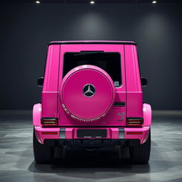 A 3/4 shot of a realistic Mercedes Benz G63 Rocket 900 Brabus, featuring a creative and vibrant pink paint scheme inspired by cartoon aesthetics