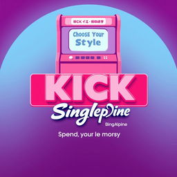 A vibrant and eye-catching poster design for the arcade game "KICK" celebrating Single's Day