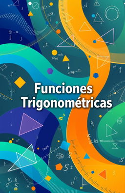 A creative and unique cover design representing trigonometric functions, incorporating elements such as sine and cosine waves elegantly intertwined to form a visually striking pattern