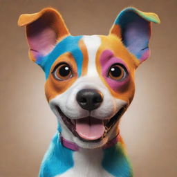 A lovable, animated dog with exaggerated features and bright, lively colors.