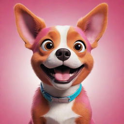 A lovable, animated dog with exaggerated features and bright, lively colors.