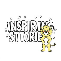 A kid-friendly coloring page featuring the phrase 'INSPIRING STORIES' in large, bold letters at the center