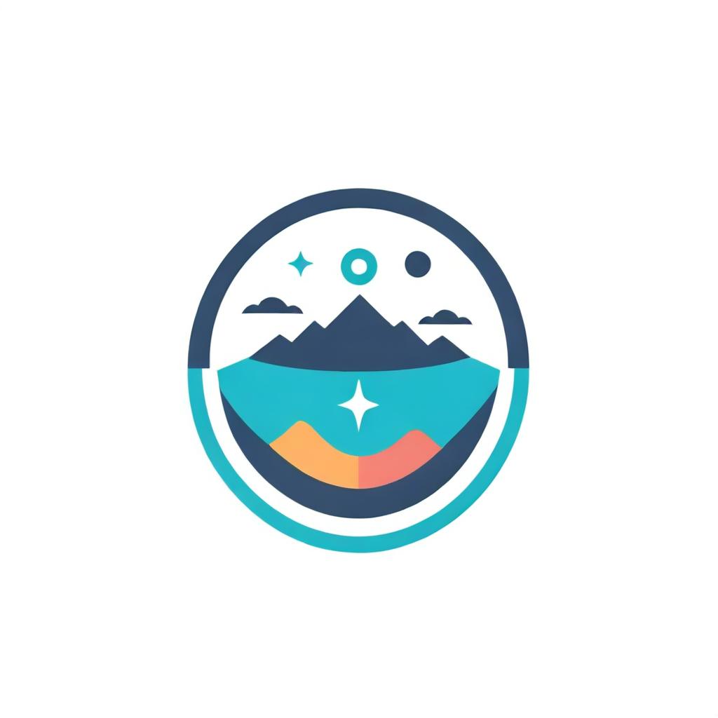 Design a vibrant geography-themed logo, symbolizing landscapes, globe, compass, maps with minimalistic yet engaging stylistic elements.