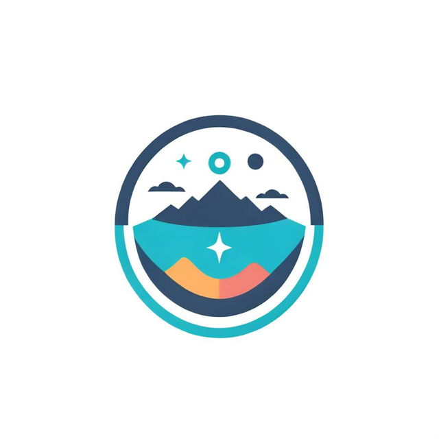 Design a vibrant geography-themed logo, symbolizing landscapes, globe, compass, maps with minimalistic yet engaging stylistic elements.