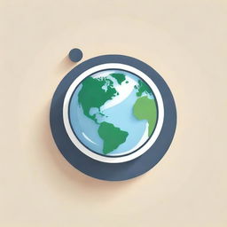 Create a 3D logo for a geography subject, featuring elements such as the globe, compass, maps and landscapes, rendered in a dynamic and visually striking style.