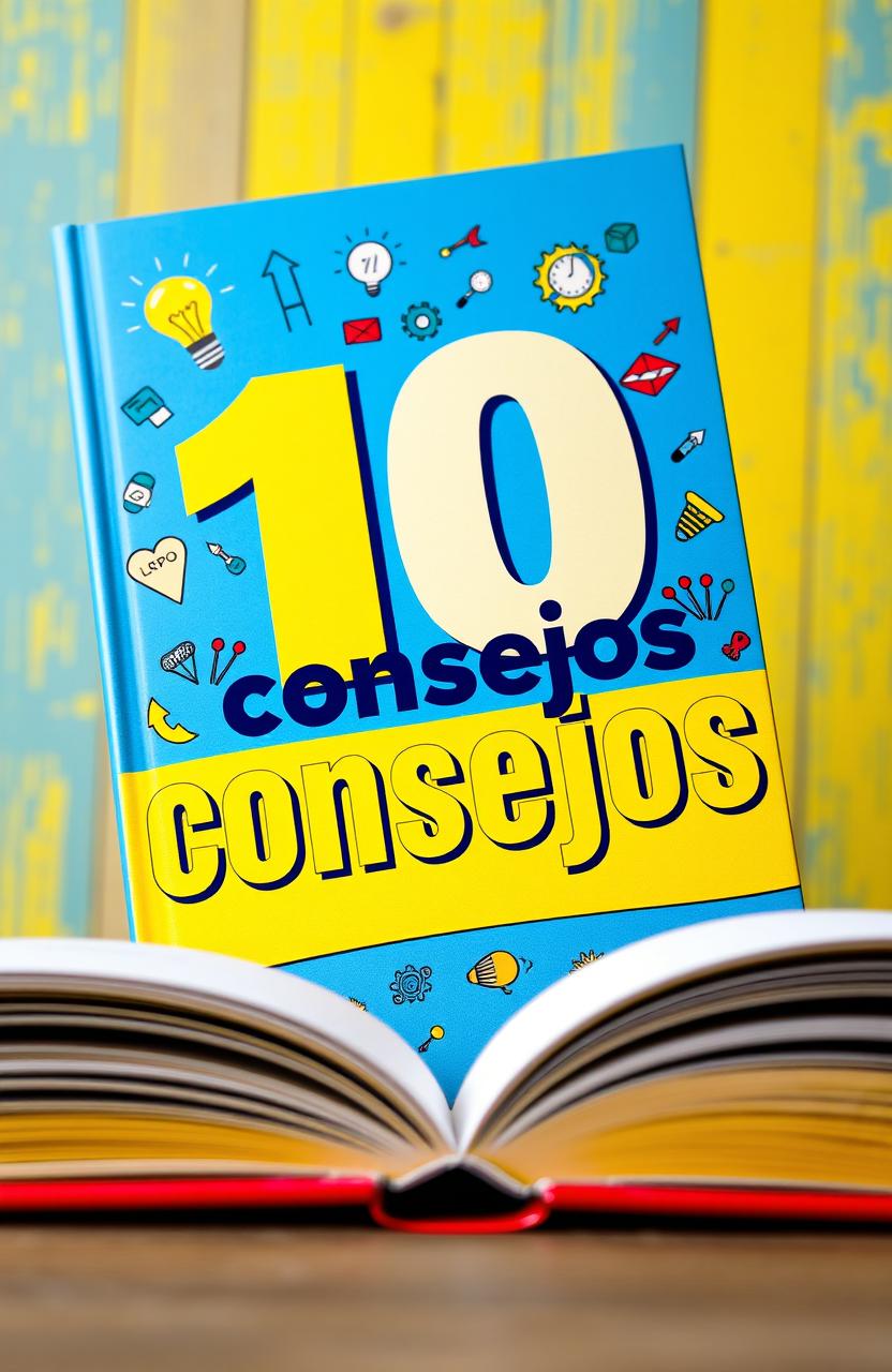 A colorful and eye-catching book cover featuring the title '10 consejos' prominently displayed in bold and modern typography