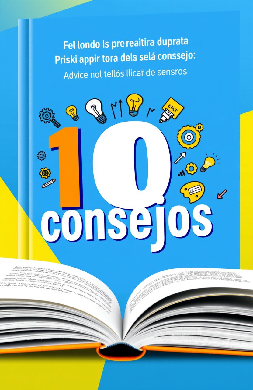 A colorful and eye-catching book cover featuring the title '10 consejos' prominently displayed in bold and modern typography