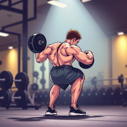 A visually striking illustration of a person performing a squat exercise