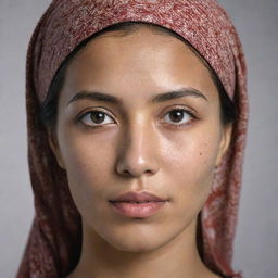 Generate a hyper-realistic photographic image of a person, demonstrating a balanced blend of Indonesian and Persian features.