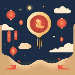 A Lunar New Year-themed image featuring cultural symbols like lanterns, firecrackers, and red envelopes, bathing in the warm golden glow of the moon, with the text 'Shining English Club' artistically displayed in the middle