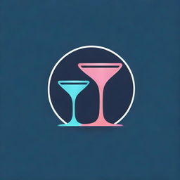 Design a sleek and modern logo for a bar, incorporating elements such as a cocktail glass, bar stool, and neon lights in rich and inviting colors.