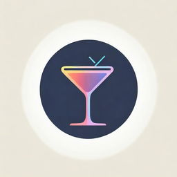 Design a sleek and modern logo for a bar, incorporating elements such as a cocktail glass, bar stool, and neon lights in rich and inviting colors.