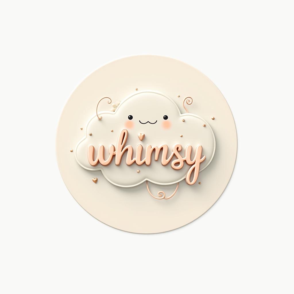 A circular, multi-floored logo in soft pastel tones, featuring a playful and whimsical cloud design adorned with gentle swirls