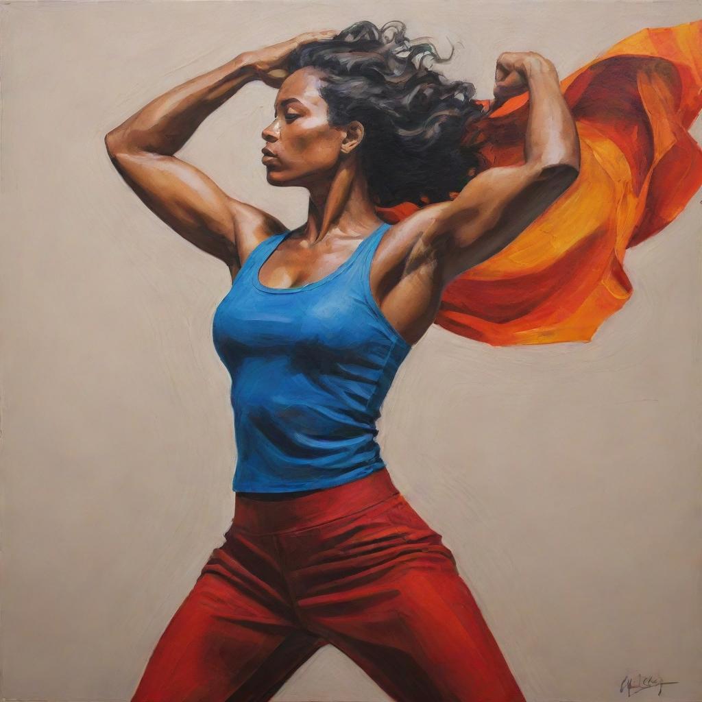 Create a powerful and inspiring painting that represents the power and strength of women, with the figures drawn in bold and commanding poses that embodies their resilience and power.