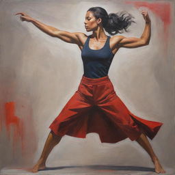 Create a powerful and inspiring painting that represents the power and strength of women, with the figures drawn in bold and commanding poses that embodies their resilience and power.